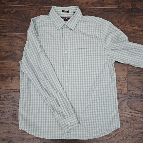 RYE By Hawker Rye Mens Medium Short Shirt Green Gray Plaid Button Down - Picture 3 of 8